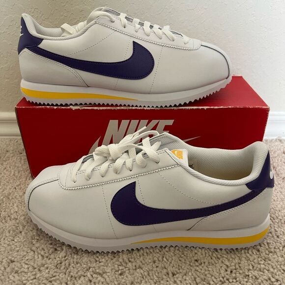 Nike Cortez Lakers White Varsity Purple Yellow - Picture 1 of 10